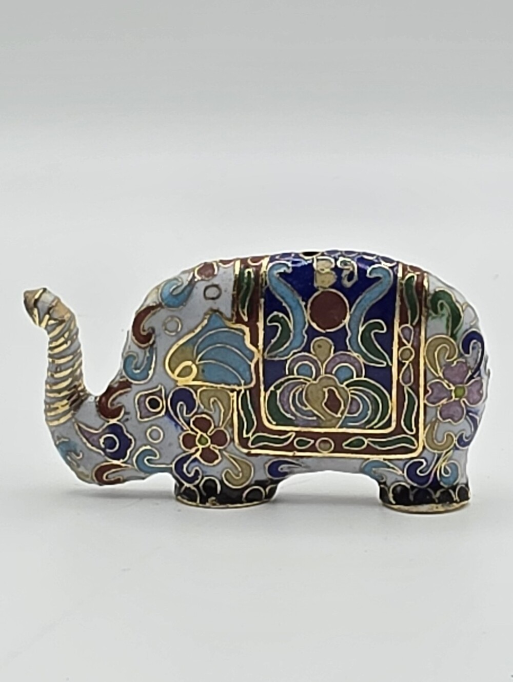 Chinese Cloisonne White Elephant Bead or Pendant 70mm X 42mm